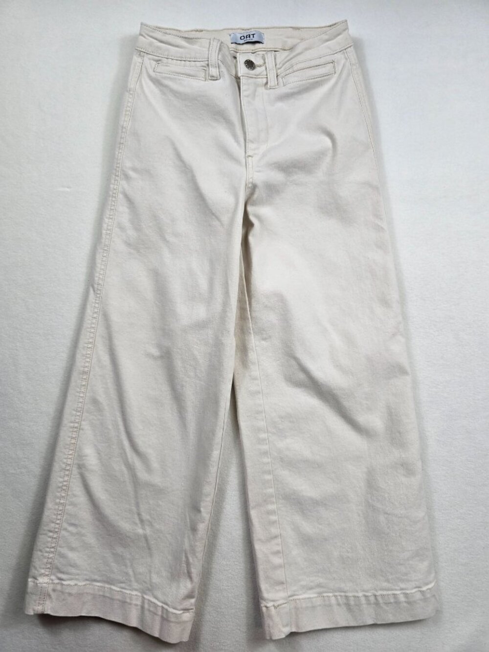 Oat New York Size 26 High Waisted Wide-Leg Cream Denim Jeans Pants